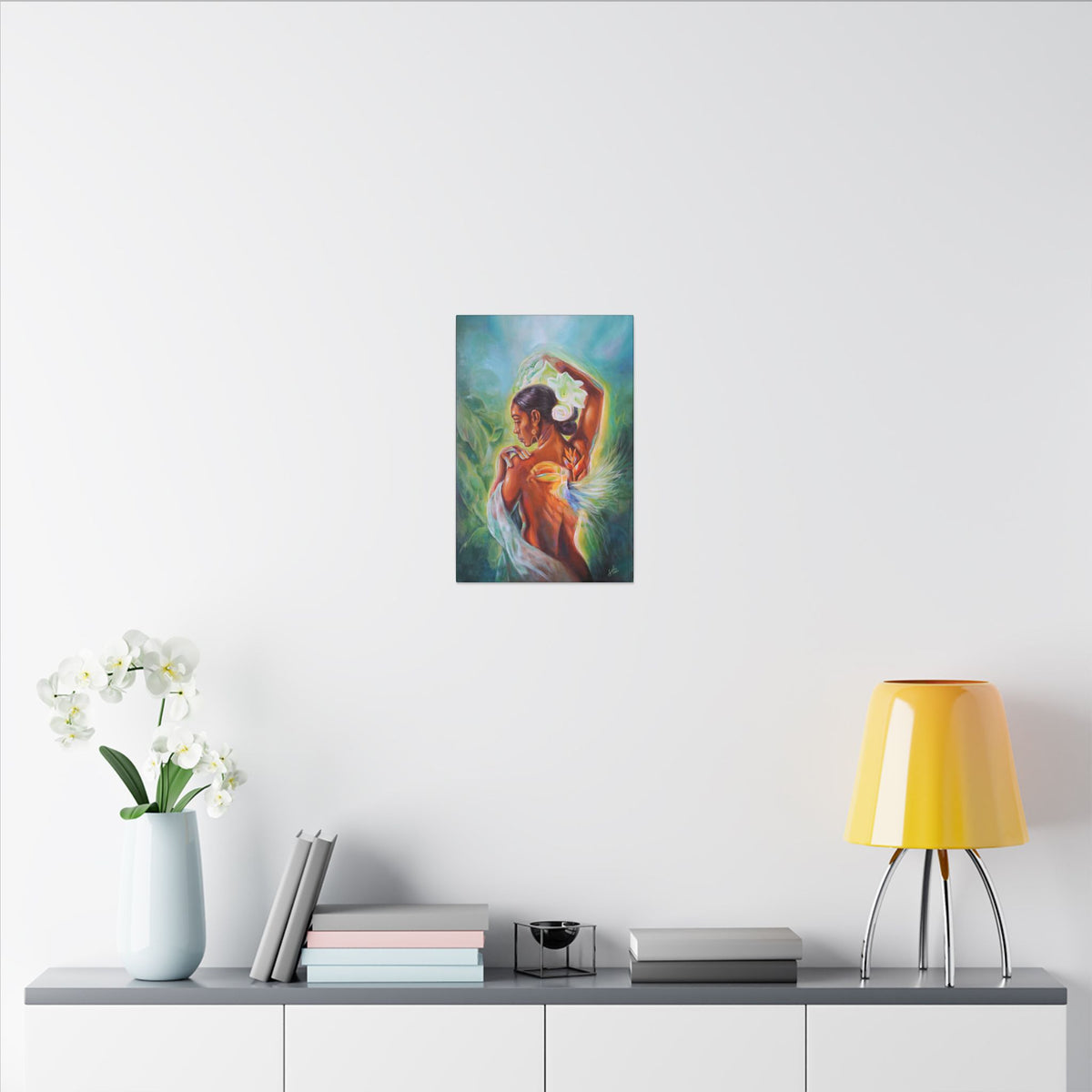 Tropical Hummingbird Goddess Matte Canvas Wall Art