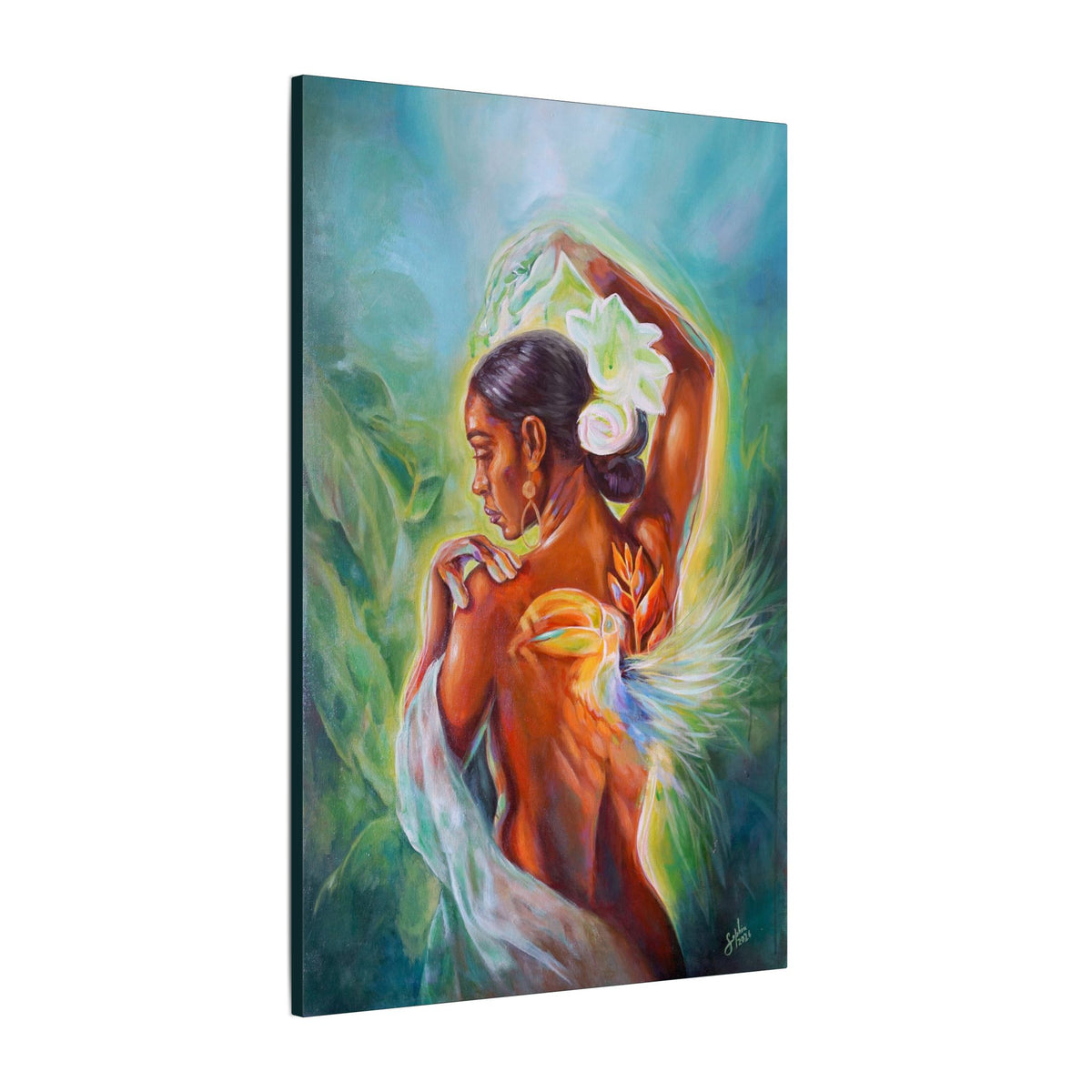 Tropical Hummingbird Goddess Matte Canvas Wall Art