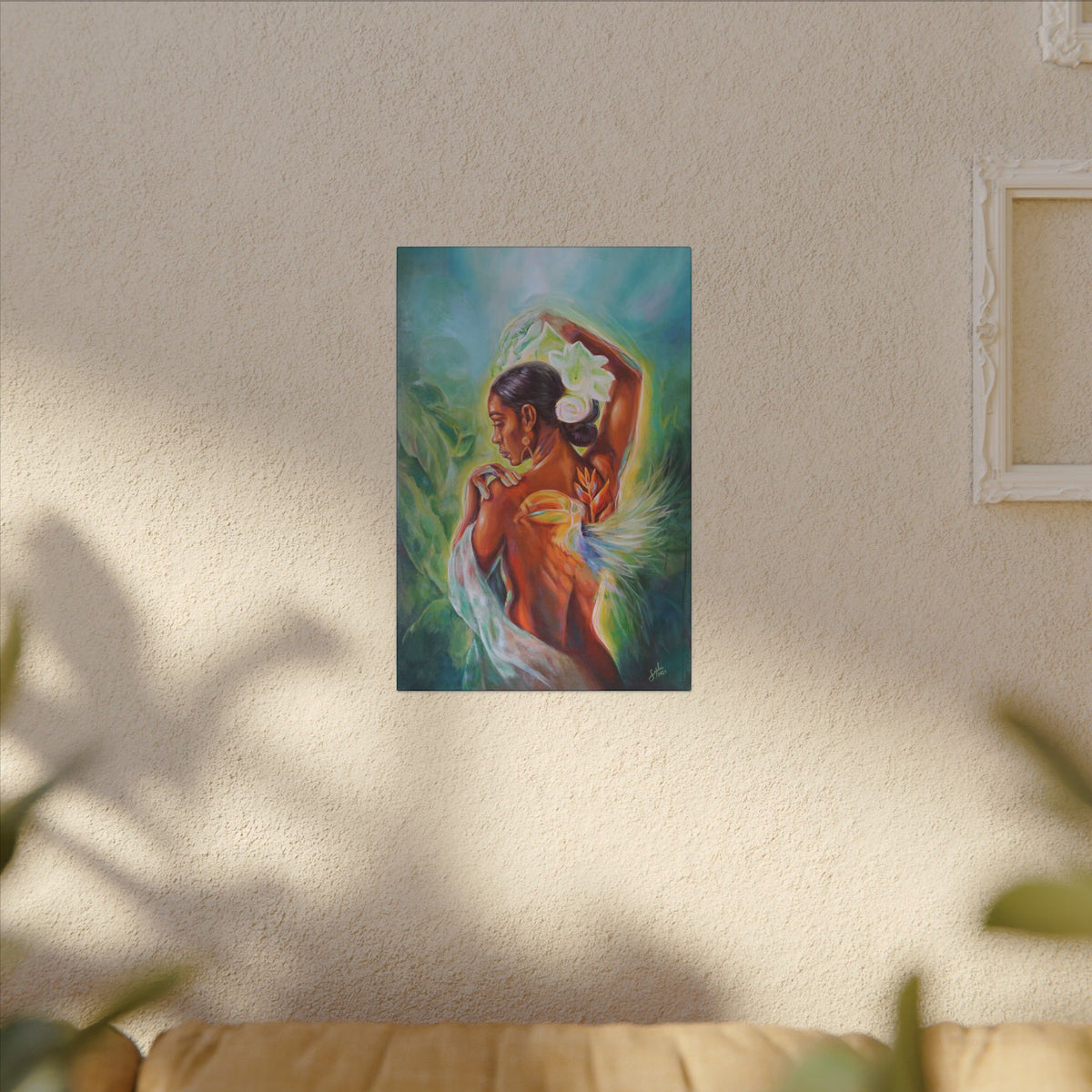 Tropical Hummingbird Goddess Matte Canvas Wall Art