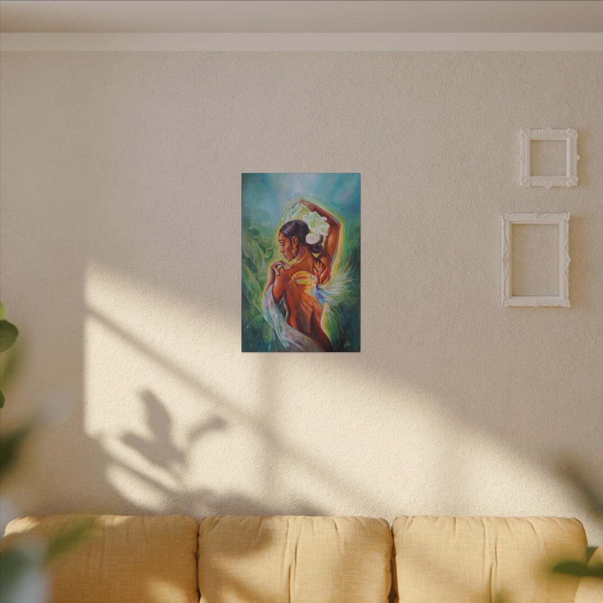 Tropical Hummingbird Goddess Matte Canvas Wall Art