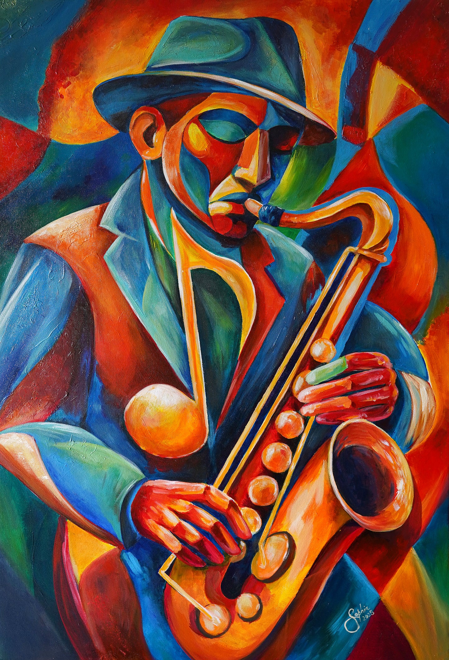 Colorful Jazz Saxophonist